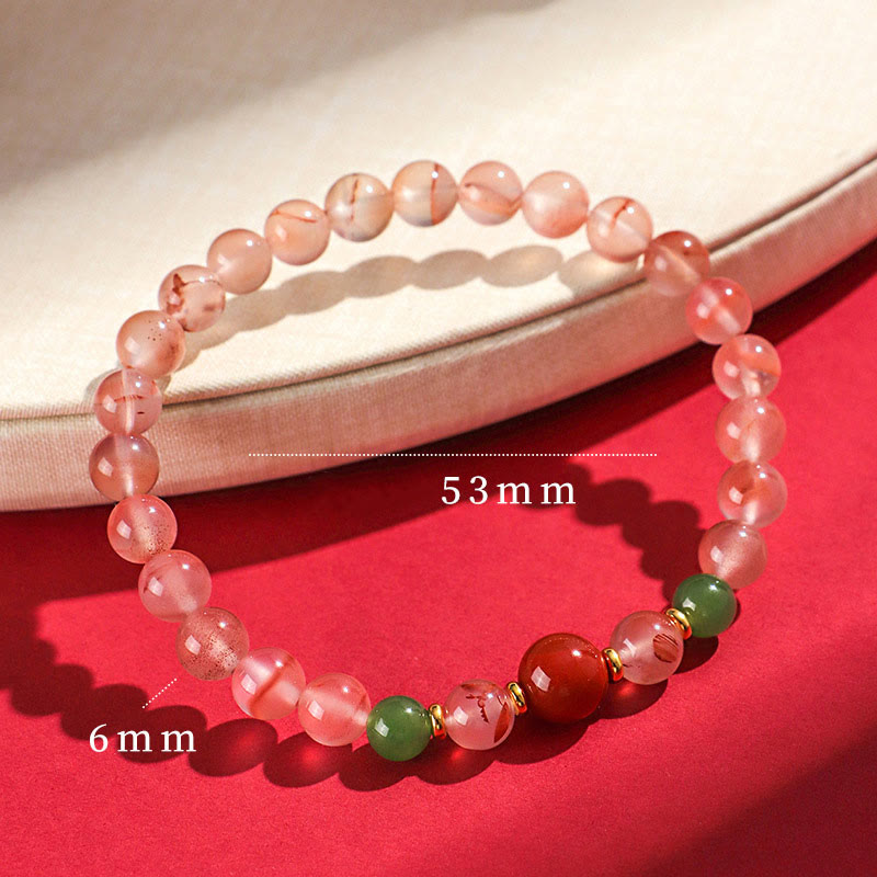 Bracelet chance et harmonie en agate rouge du Sud et jade Hetian 6 mm