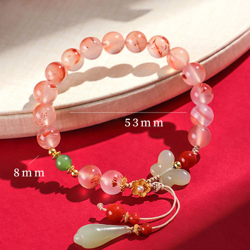 Bracelet chance et harmonie en agate rouge du Sud et jade Hetian 6 mm