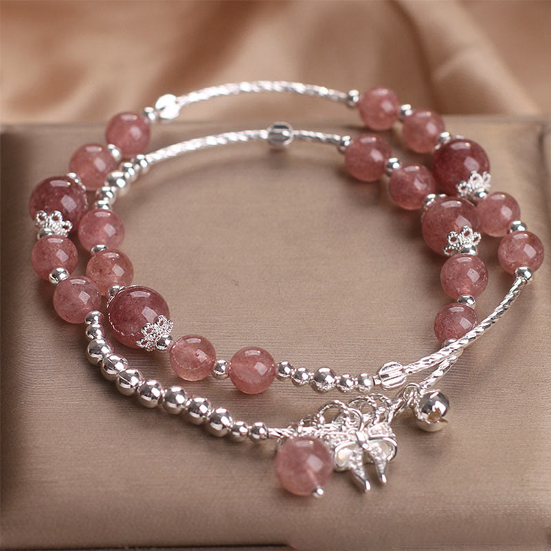 Bracelet en quartz fraise de 6 mm pour femme