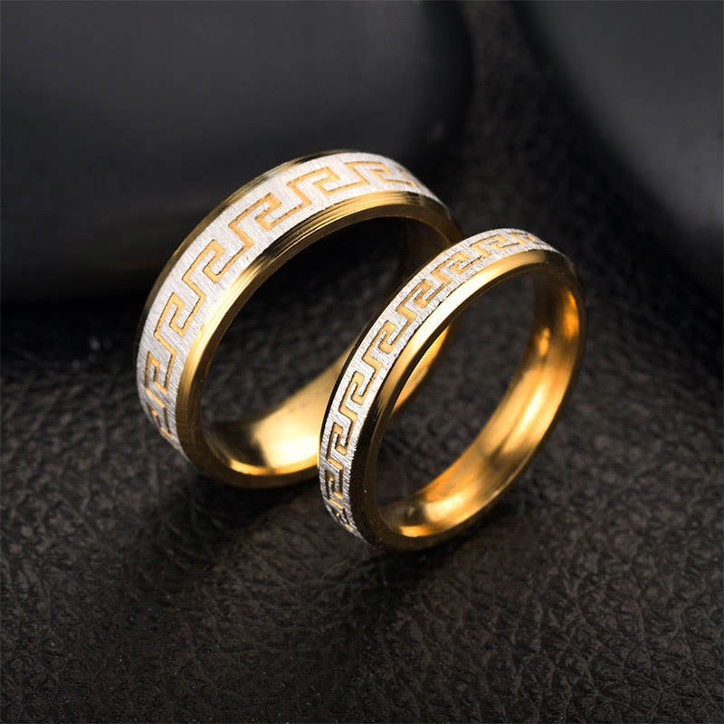 Bague d'équilibre en acier titane à motif Grande Muraille tibétaine de 6 mm