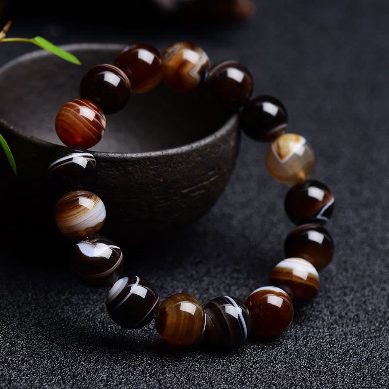 Bracelet tibétain en sardonyx de 6 mm pour la positivité et le courage