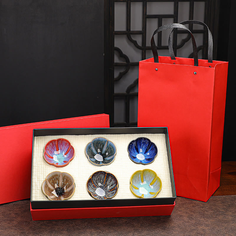 Ensemble de 6 tasses à thé Jianzhan en céramique à motif de fleurs de prunier