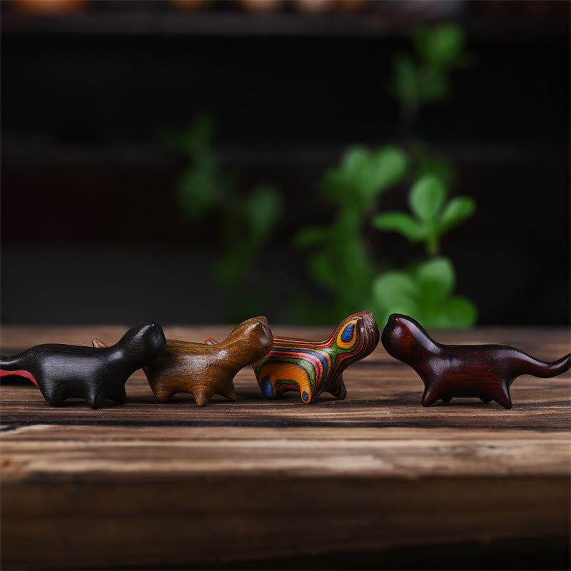 Figurine de chat porte-bonheur en bois de santal vert de 7,3 cm, statue à énergie positive