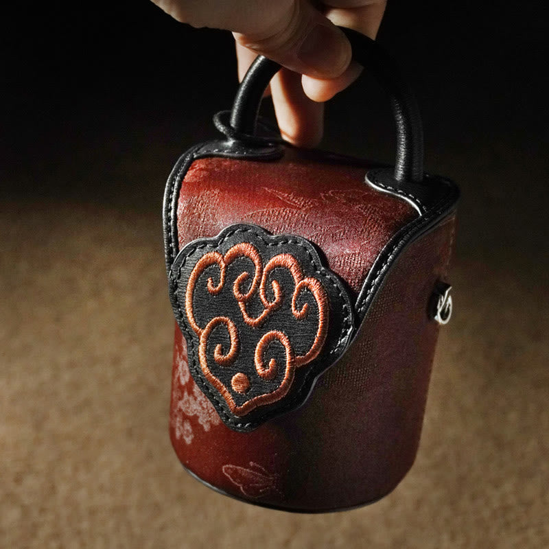 Sac bandoulière en soie Xiangyunsha 7,5 cm Motif nuages de bon augure