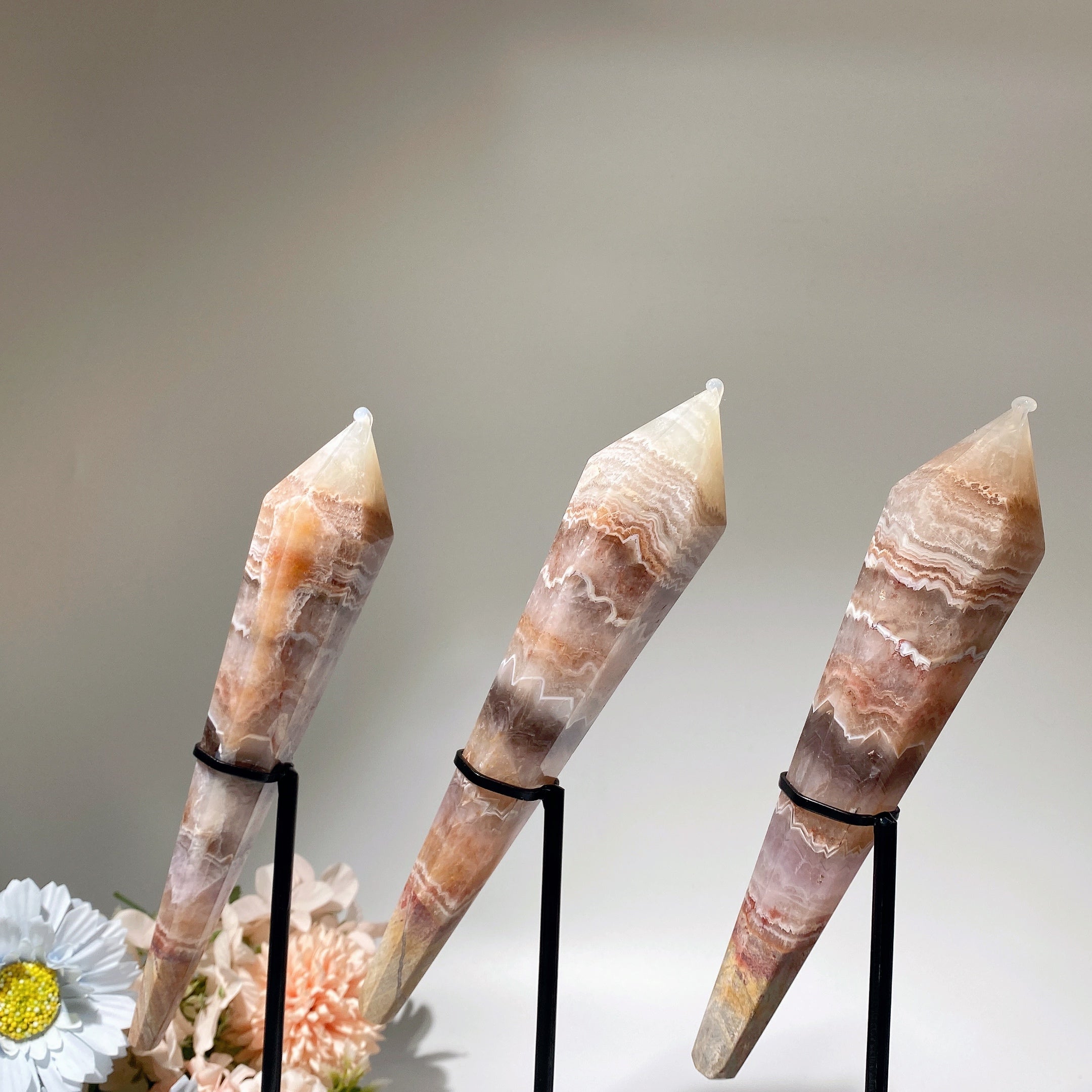 Baguette de guérison en cristal d'agate améthyste de 7 à 8,5 pouces