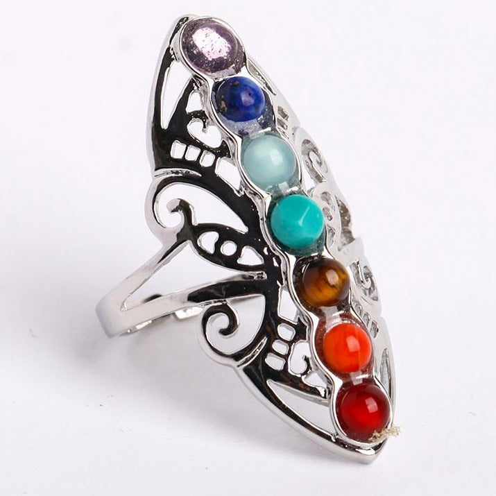 Bague de guérison en cristal réglable pour 7 chakras