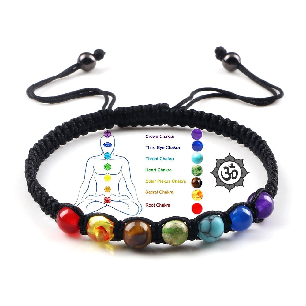 Bracelet d'équilibre des 7 chakras avec perles en pierres précieuses