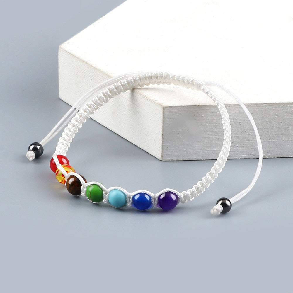 Bracelet d'équilibre des 7 chakras avec perles en pierres précieuses