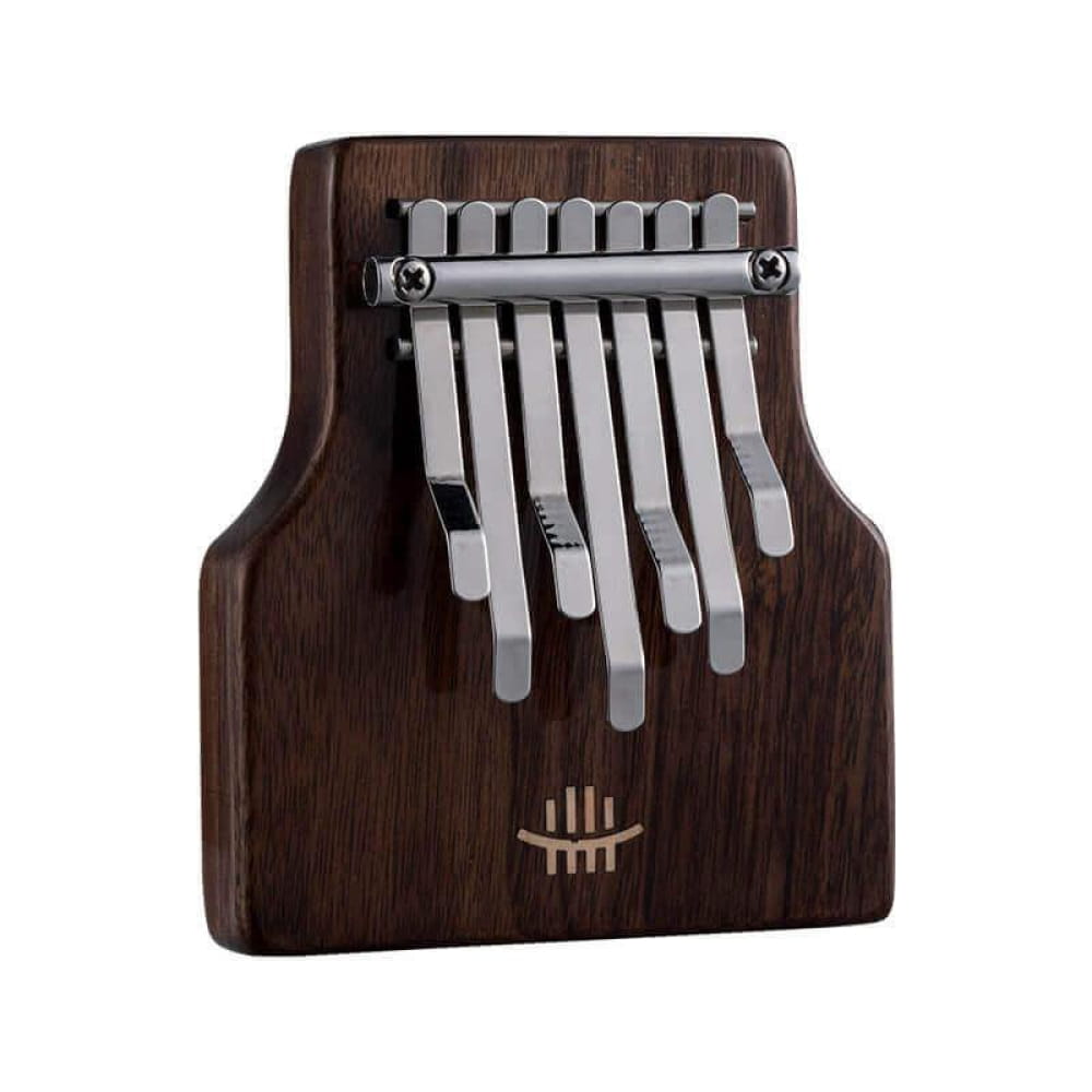 Wooden Kalimba thumb piano with seven metal tines in Black Walnut design for all ages