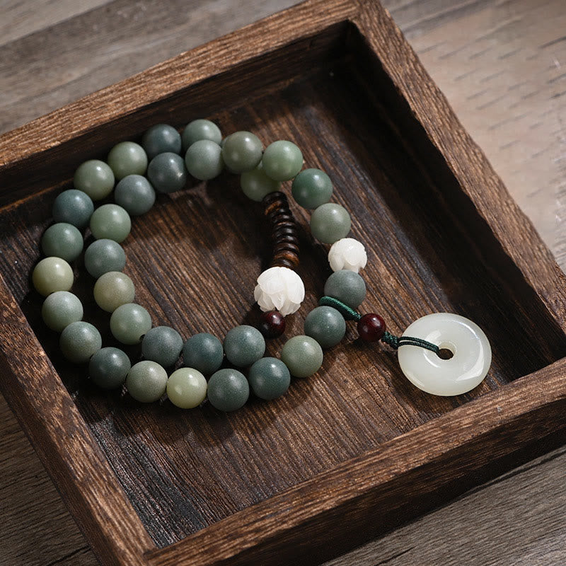 Bracelet en jade cyan Bodhi pour la paix et la sagesse 10 mm
