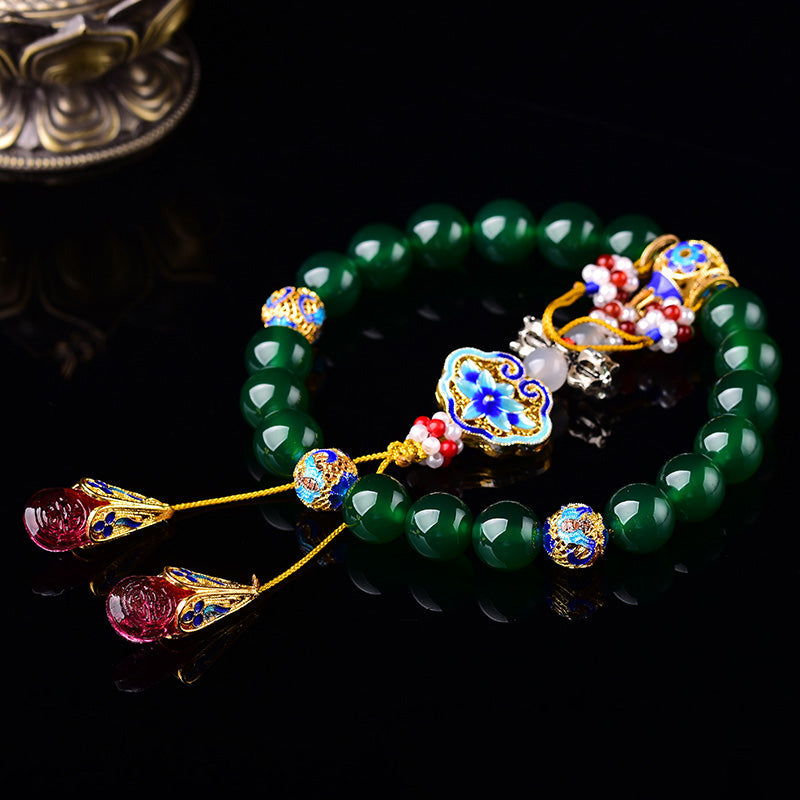 Green Agate Wrist Mala 14mm for Success and Manifestation