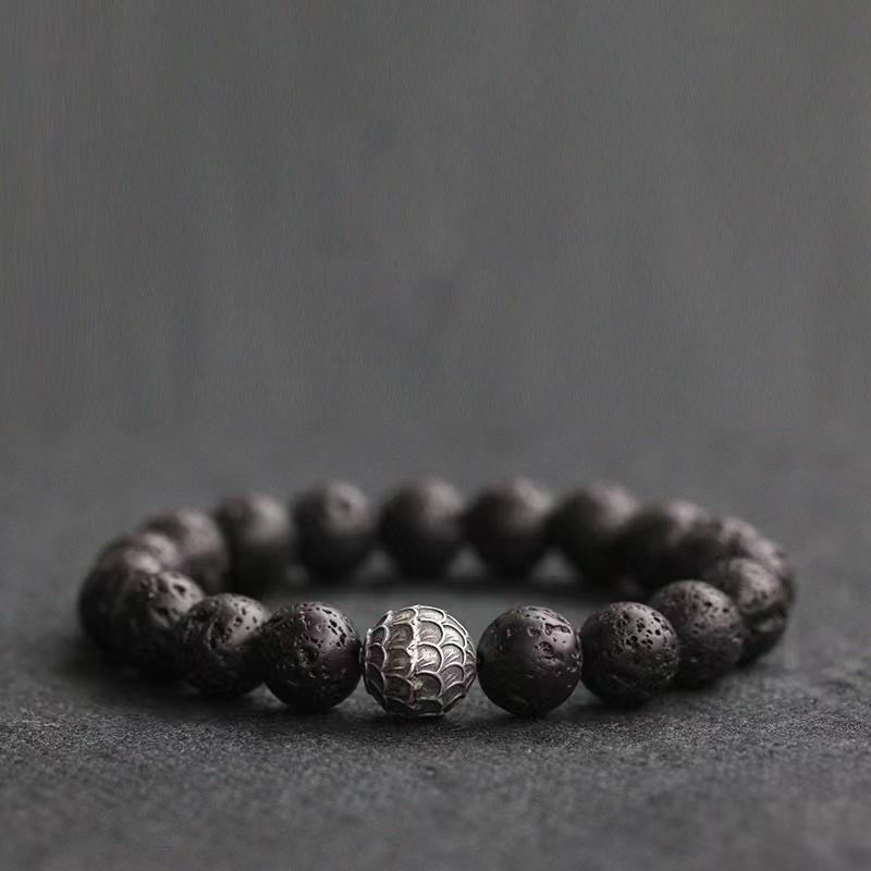 Bracelet de guérison spirituelle en pierre de lave de 10 mm pour l'ancrage