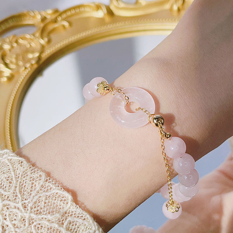 Bracelet d'amour avec boucle de paix en cristal rose pour la tranquillité intérieure