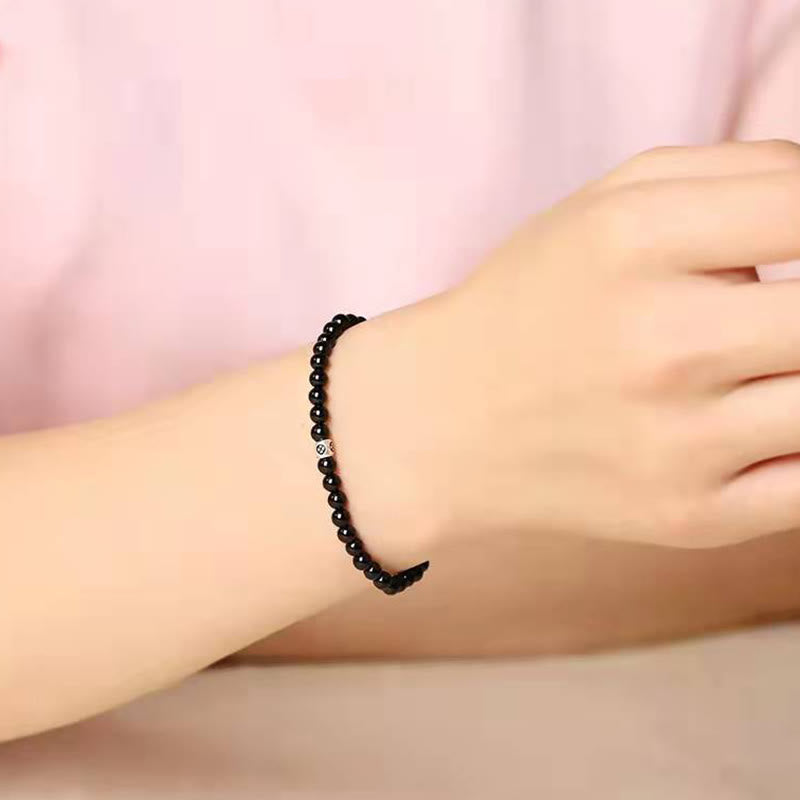 Bracelet de purification en obsidienne noire et quartz fumé de 6 mm