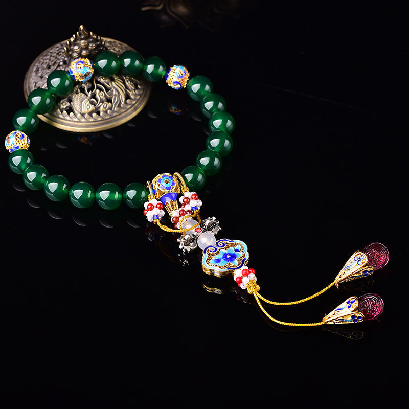 Green Agate Wrist Mala 14mm for Success and Manifestation