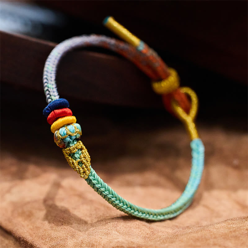 Bracelet spirituel à huit fils et corde colorée avec nœud de paix
