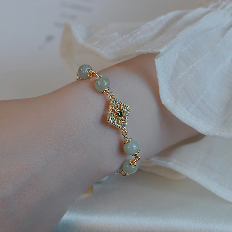 Bracelet de prospérité en jade naturel Hetian 14-15 cm