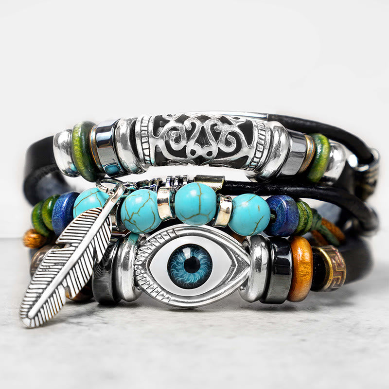 Bracelet de protection contre le mauvais œil turquoise 12 mm