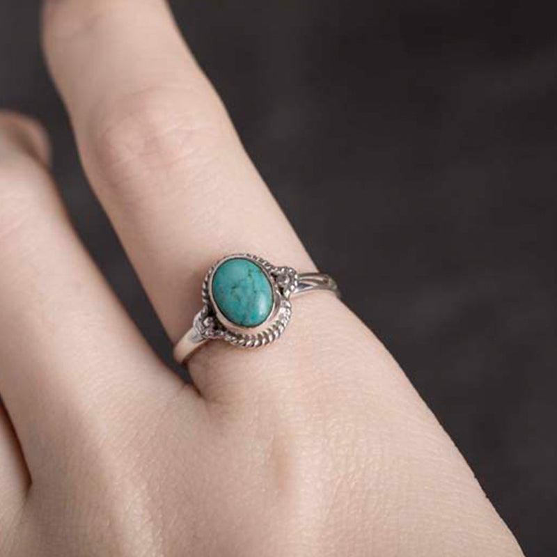 Bague turquoise ajustable en argent sterling 925 Sagesse