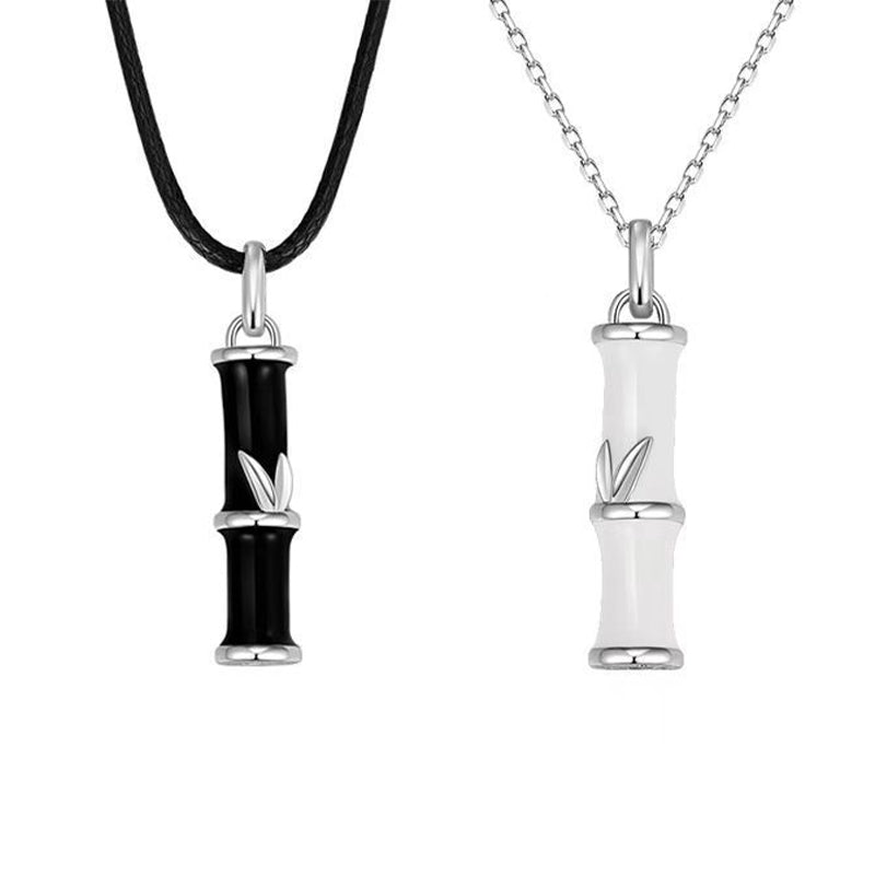 Collier porte-bonheur en cuivre et bambou pour couple, pendentif de 45 cm