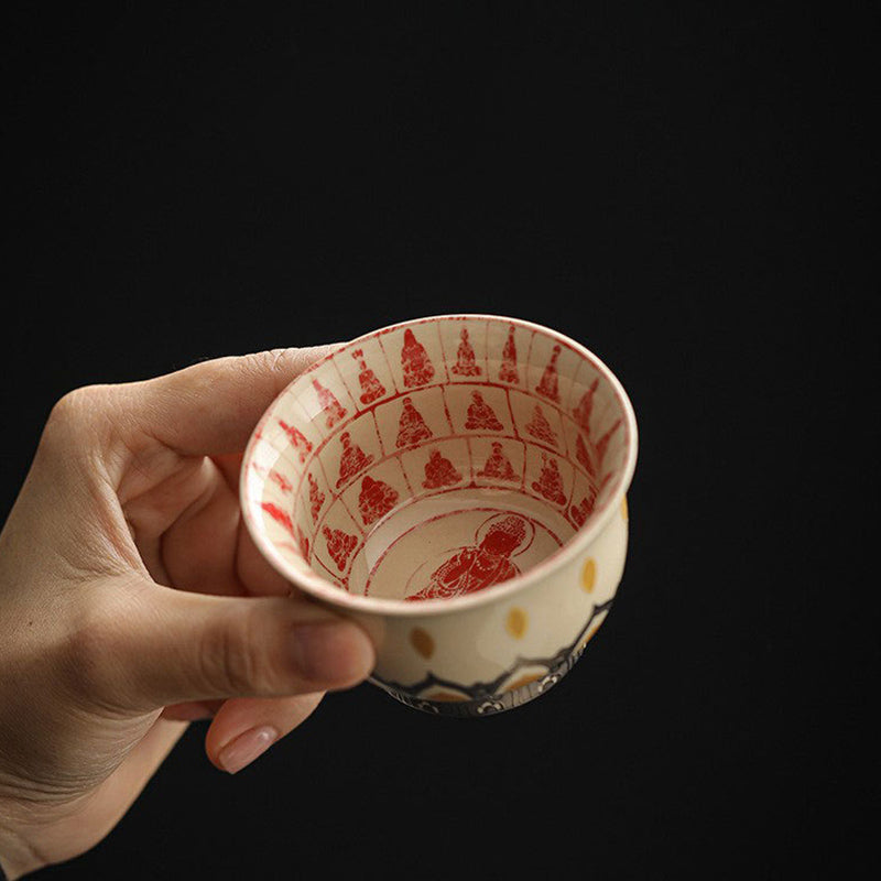 Tasse à thé chinoise en céramique 100 ml Dunhuang Mille Bouddhas