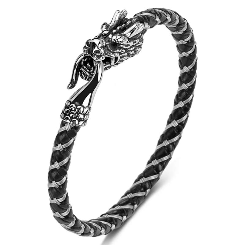 Titanium Steel Dragon Protection Luck Bracelet