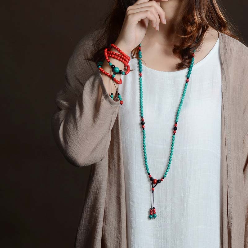 Bracelet de protection unisexe turquoise, onyx noir, turquoise rouge