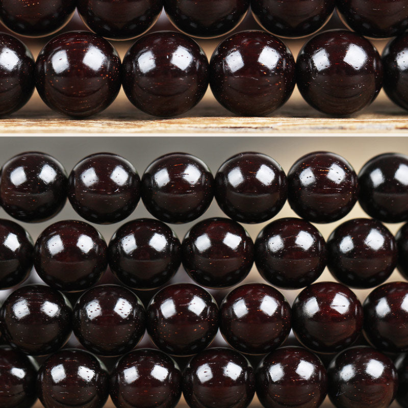 Bracelet de protection en bois de santal rouge à petites feuilles de 10 mm