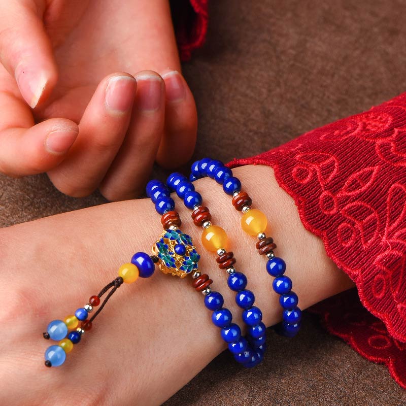 Lazurite Yellow Agate Positive Bracelet for Inner Peace