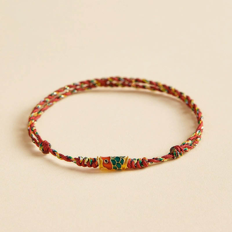 Bracelet tressé artisanal en forme de poisson koï, richesse et prospérité