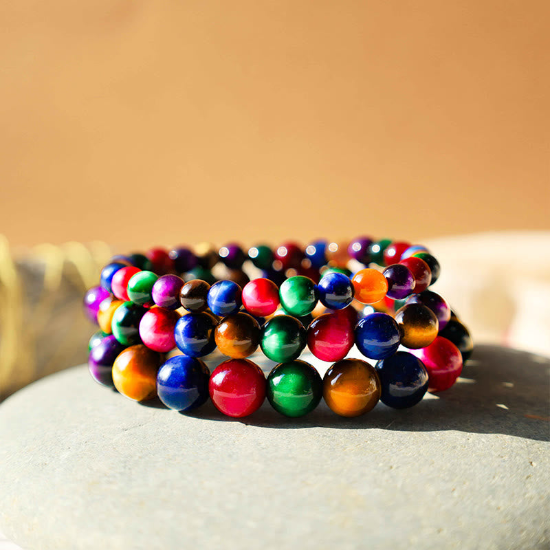 Bracelet Courage en œil de tigre de 10 mm pour la force et la protection