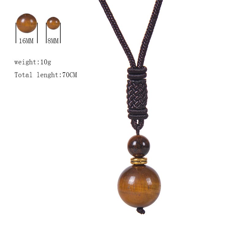Unisex 70cm Jade Necklace with Tiger Eye and Amethyst Beads