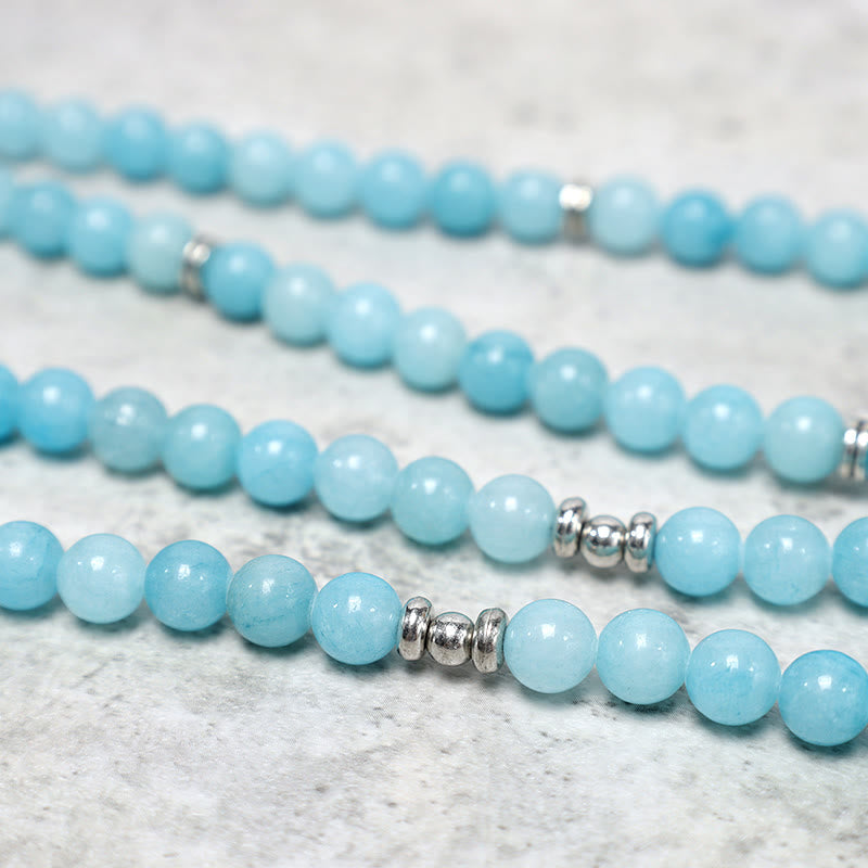 Bracelet Mala en amazonite à 108 perles pour la guérison et la confiance