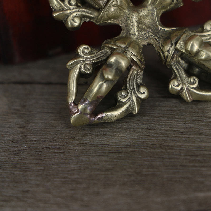 Rituel de force spirituelle double Dorje Vajra en cuivre de 6,7 cm