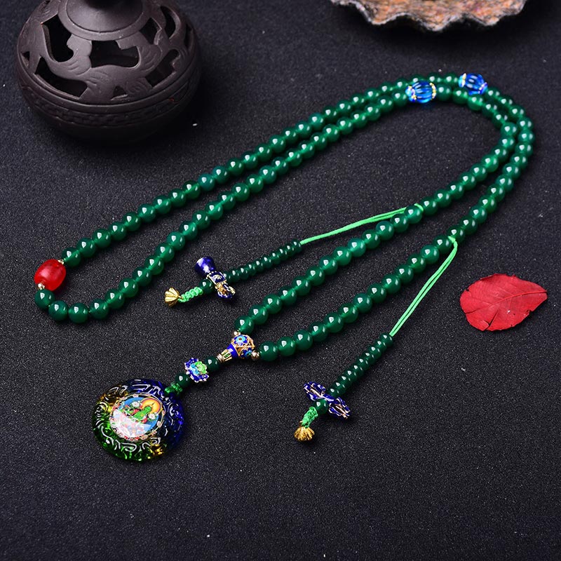 Bracelet de méditation 108 perles en agate verte 8 mm