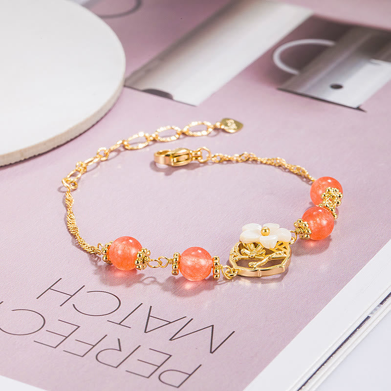 Bracelet de confiance en agate rouge Tridacna pour une force calme