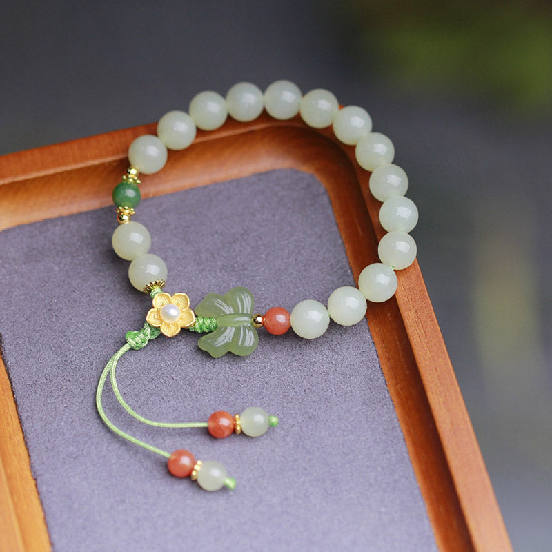 Bracelet porte-bonheur papillon en jade en argent sterling 925