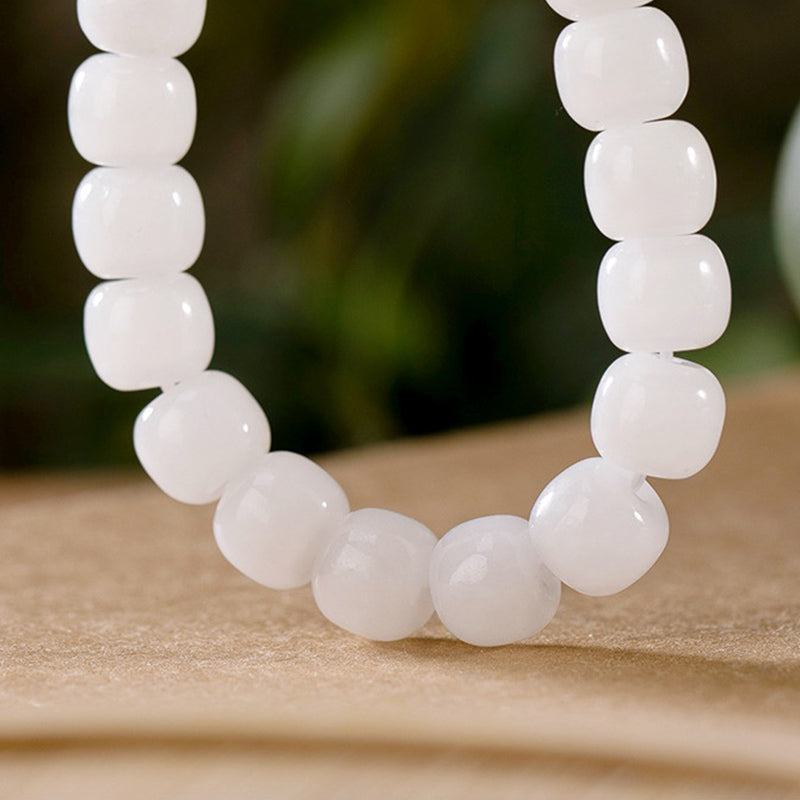Bracelet de protection en jade blanc de 8 mm pour le bonheur et la chance