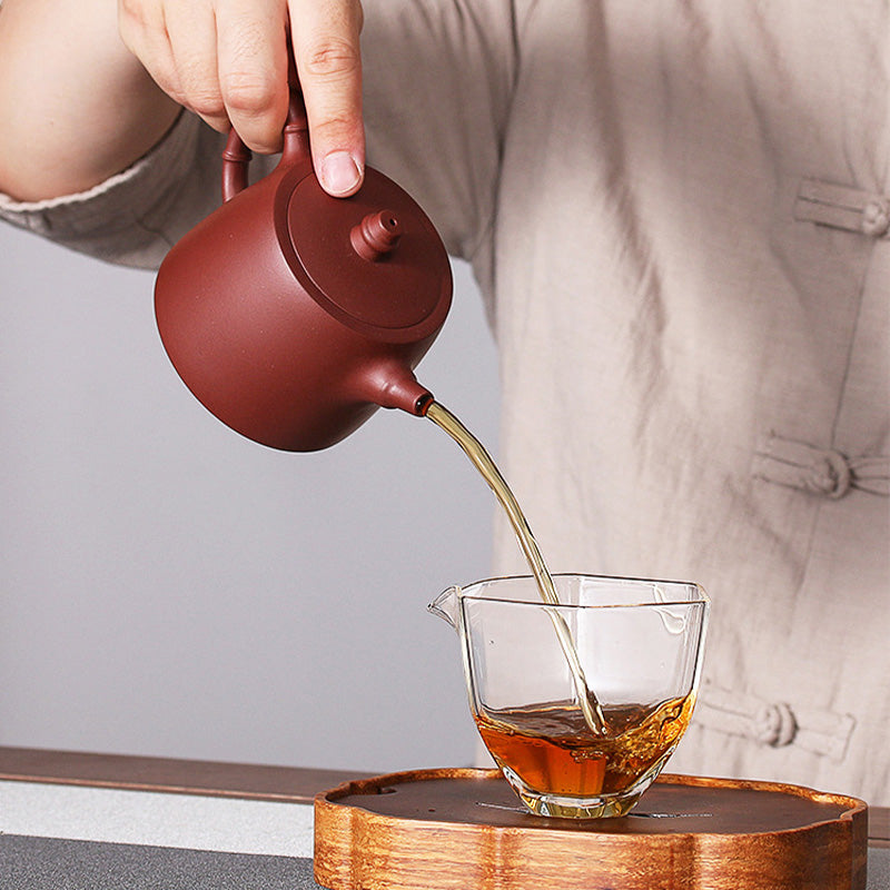 Théière Kung Fu en bambou et argile violette faite à la main 260 ml