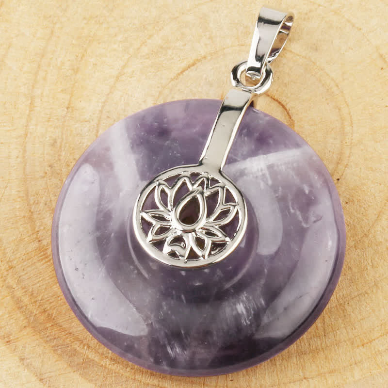 Collier de guérison en cristal d'améthyste rose lotus