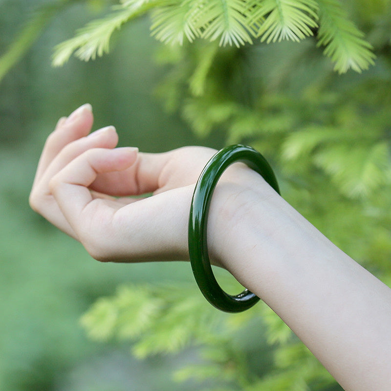 Bracelet jonc en jade cyan Longevity 56 mm pour la guérison