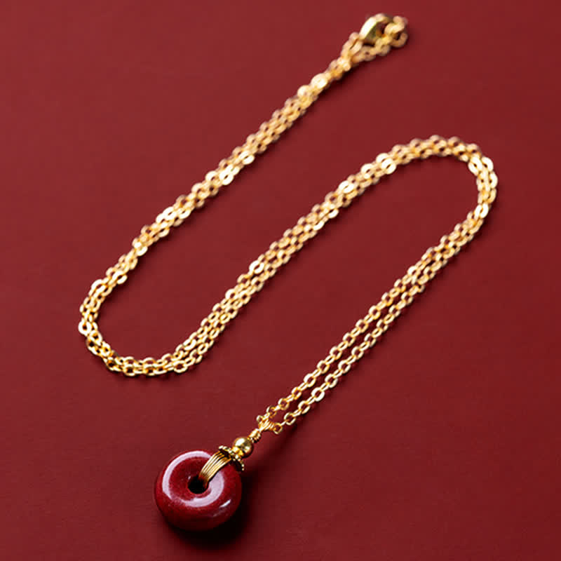 Collier en cinabre avec boucle de paix | Pendentif bénédiction apaisante