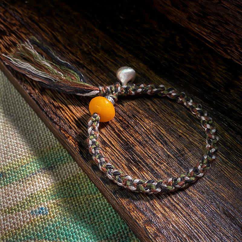 Bracelet de protection des vœux en argent sterling 990 et ambre