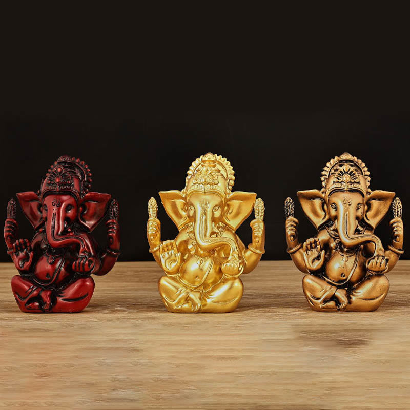 Statue de Ganesh dorée de 8,5 cm pour la transformation spirituelle de la maison