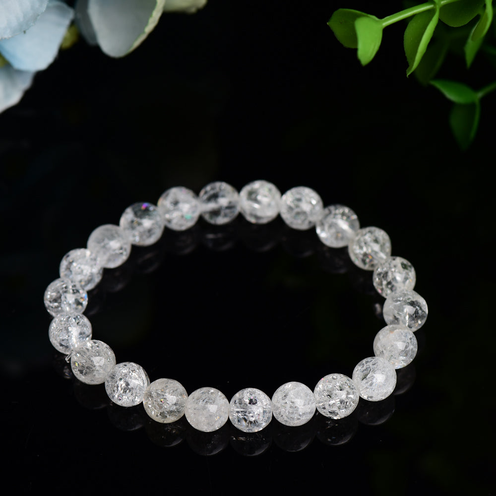 Bracelet de guérison en cristal de quartz transparent de 8,5 mm