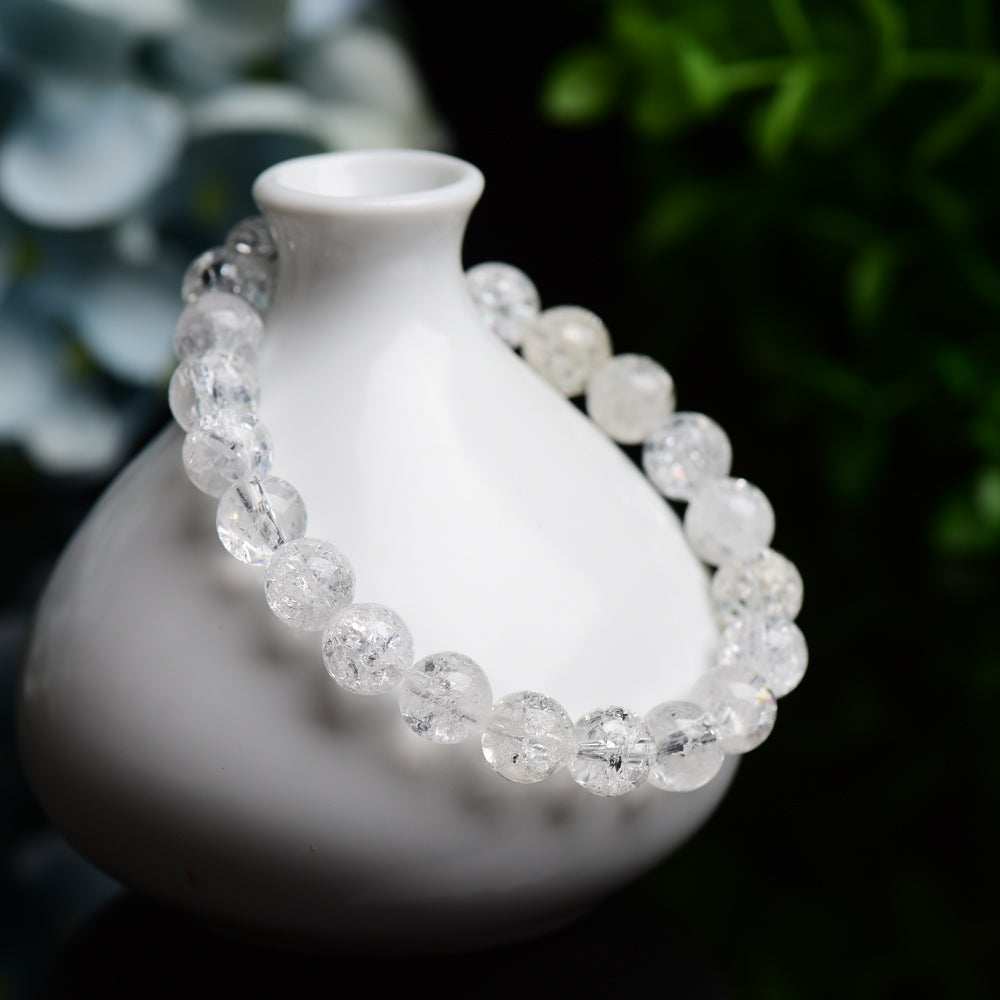 Bracelet de guérison en cristal de quartz transparent de 8,5 mm