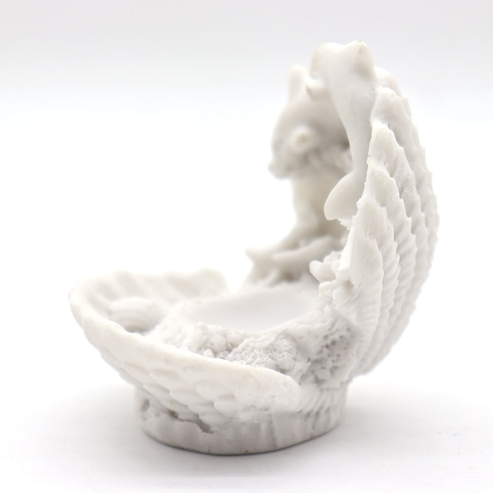 Support de sphère en cristal blanc en forme de coquillage de 8,6 cm