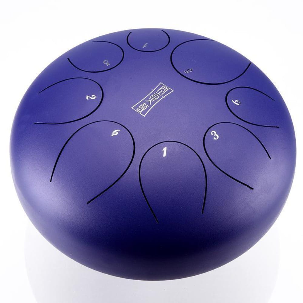Purple 8 inch Steel Tongue Drum with numbered tone zones in F Key for children