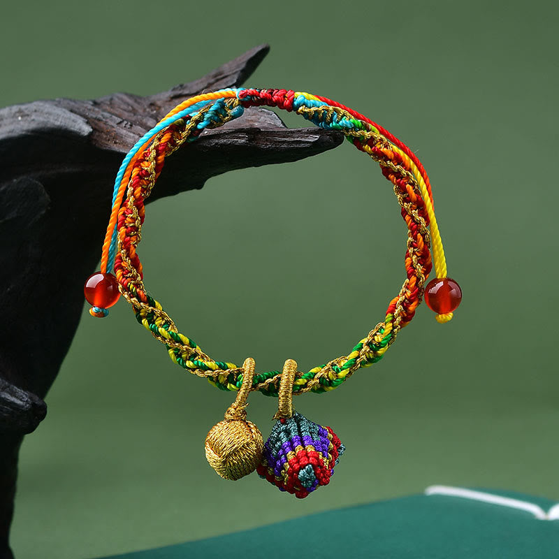 Bracelet porte-bonheur en corde colorée avec breloque Zongzi