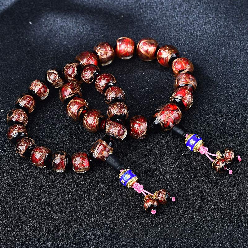 Bracelet de guérison tibétain en agate veine de dragon 14 mm